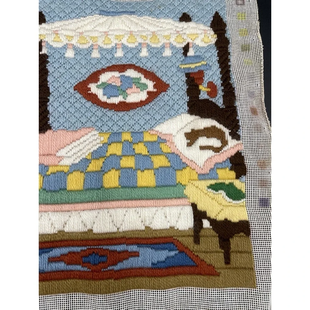 Vintage Paternayan Bedroom Yarn Art Completed Craft 12x15